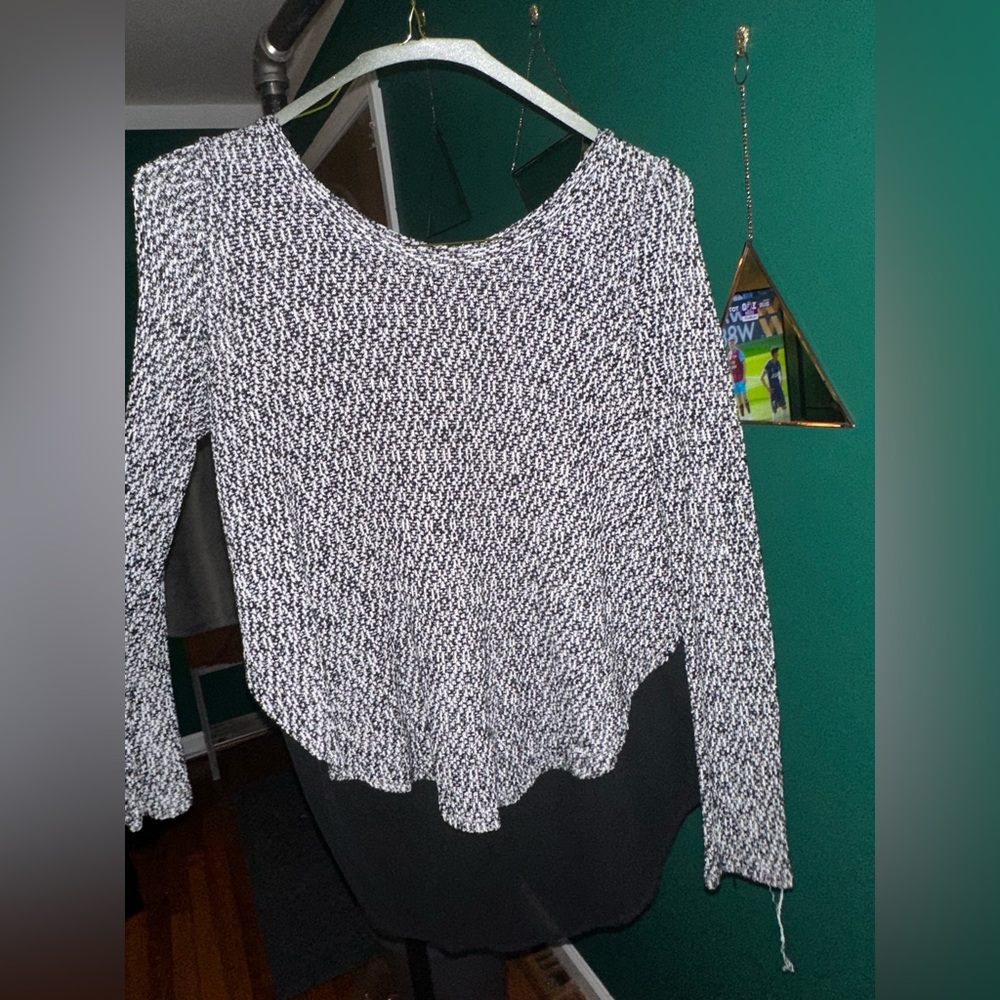 Grey Flecked Sweater with Sheer Black Back